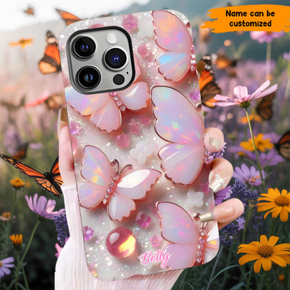 Personalized Pink Opal Butterfly Phone Case