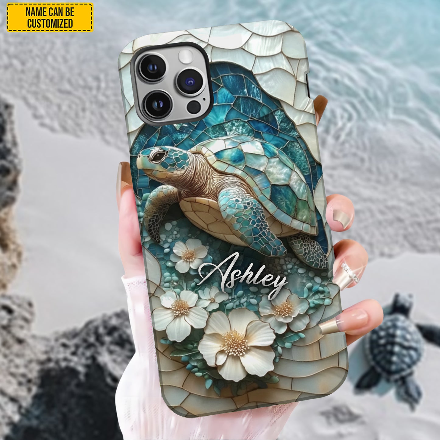 Personalized Turtle Ocean Flower Phone Case