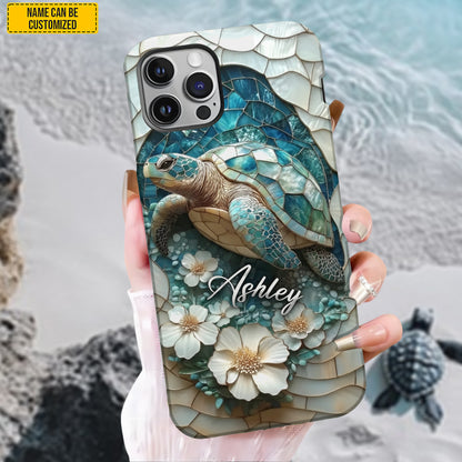 Personalized Turtle Ocean Flower Phone Case
