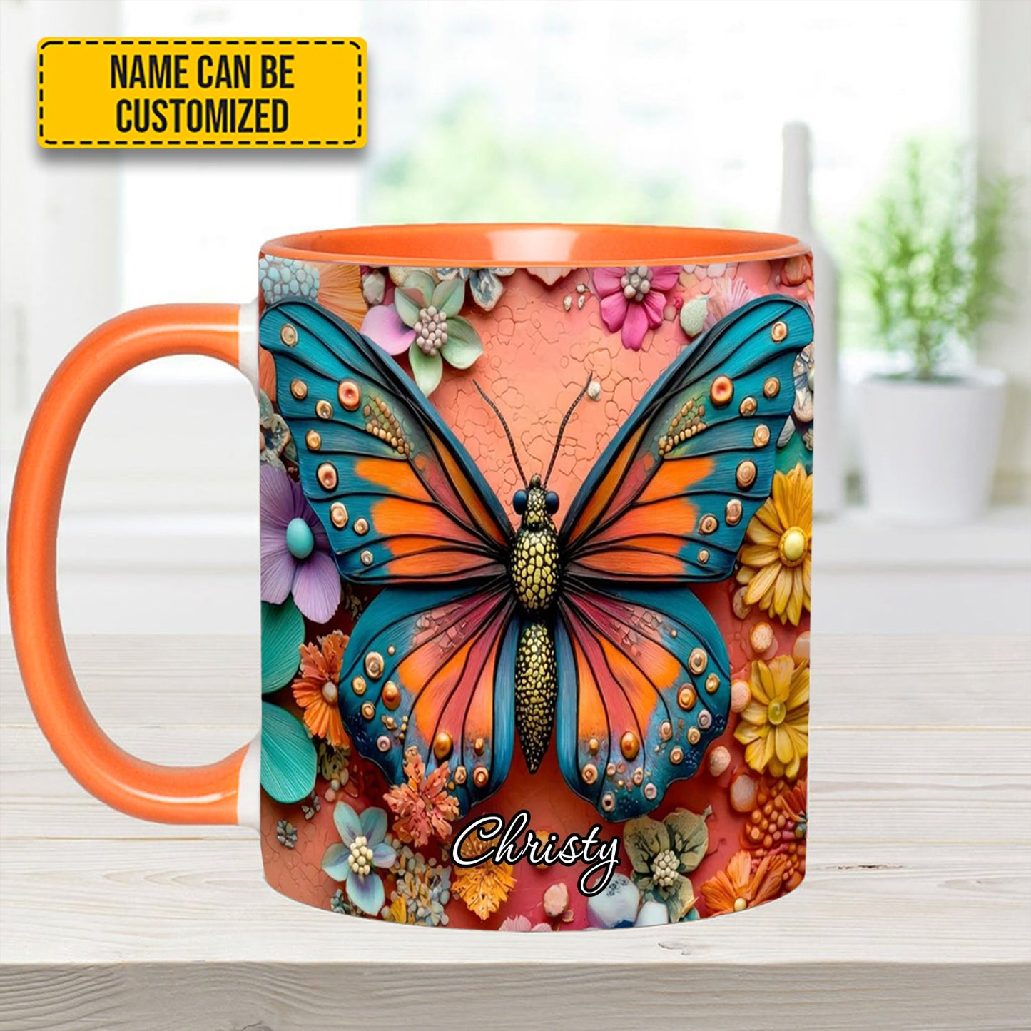 Colorful Butterfly - Personalized Butterfly Accent Mug