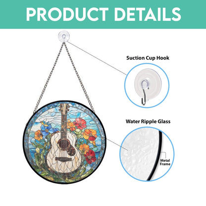 Amazing Guitar Stained Glass Suncatcher