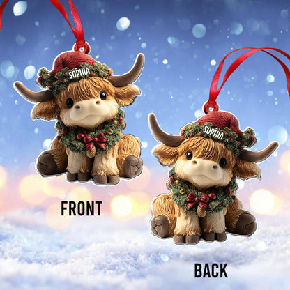 Personalized Cute Highland Cow Acrylic Ornament