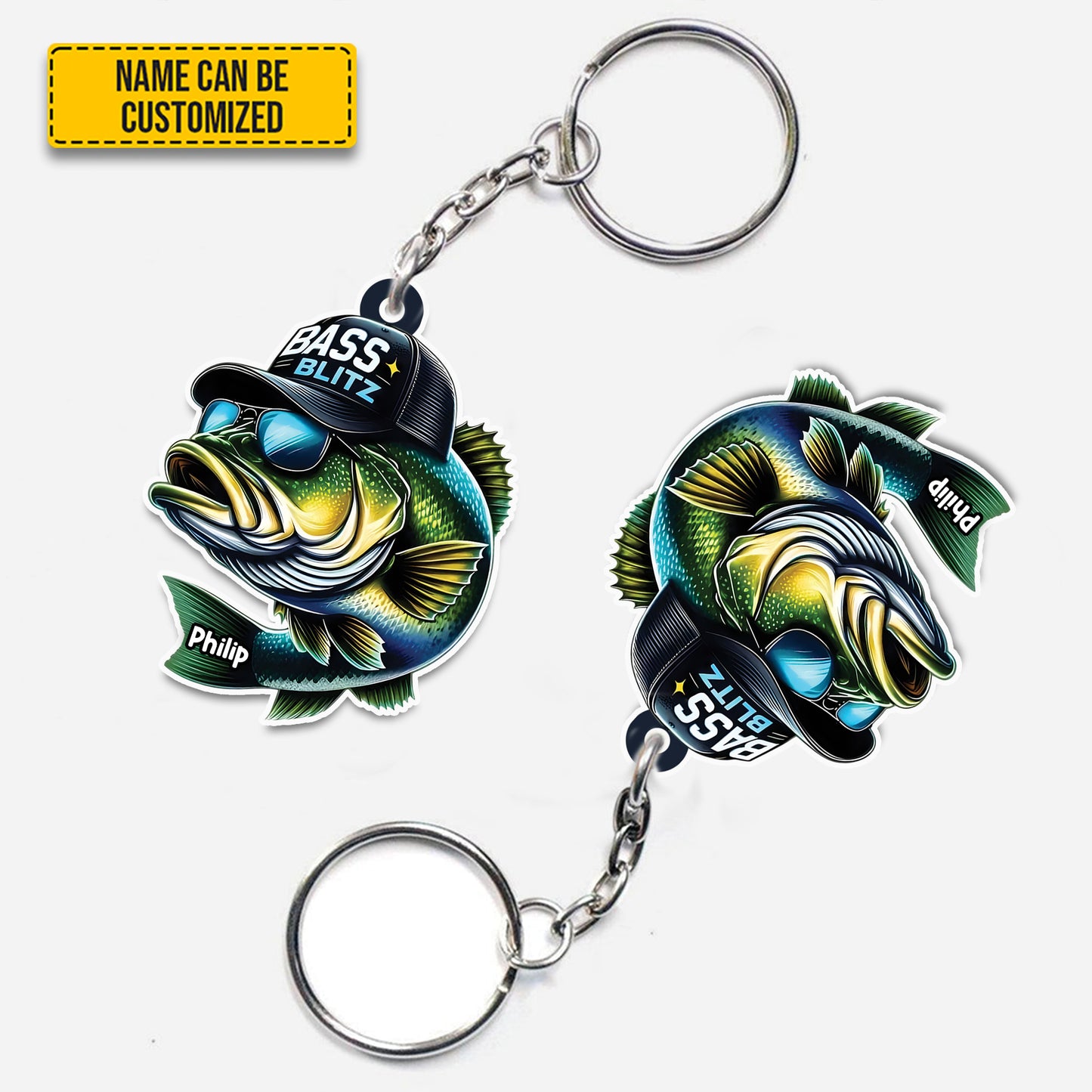 Bass Blitz – Personalized Fishing Keychain