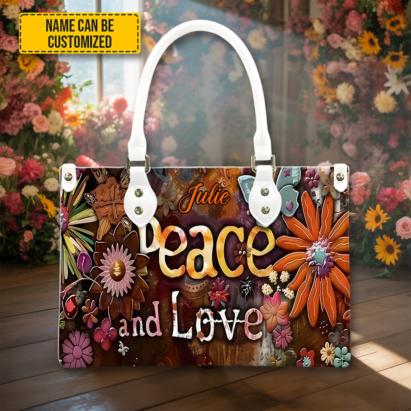 Peace & Love - Personalized Leather Handbag