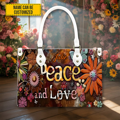 Peace & Love - Personalized Leather Handbag