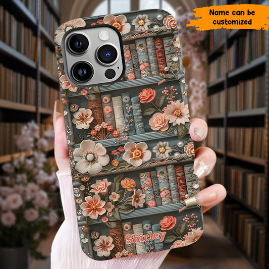 Personalized Floral Bookshelf Phone Case
