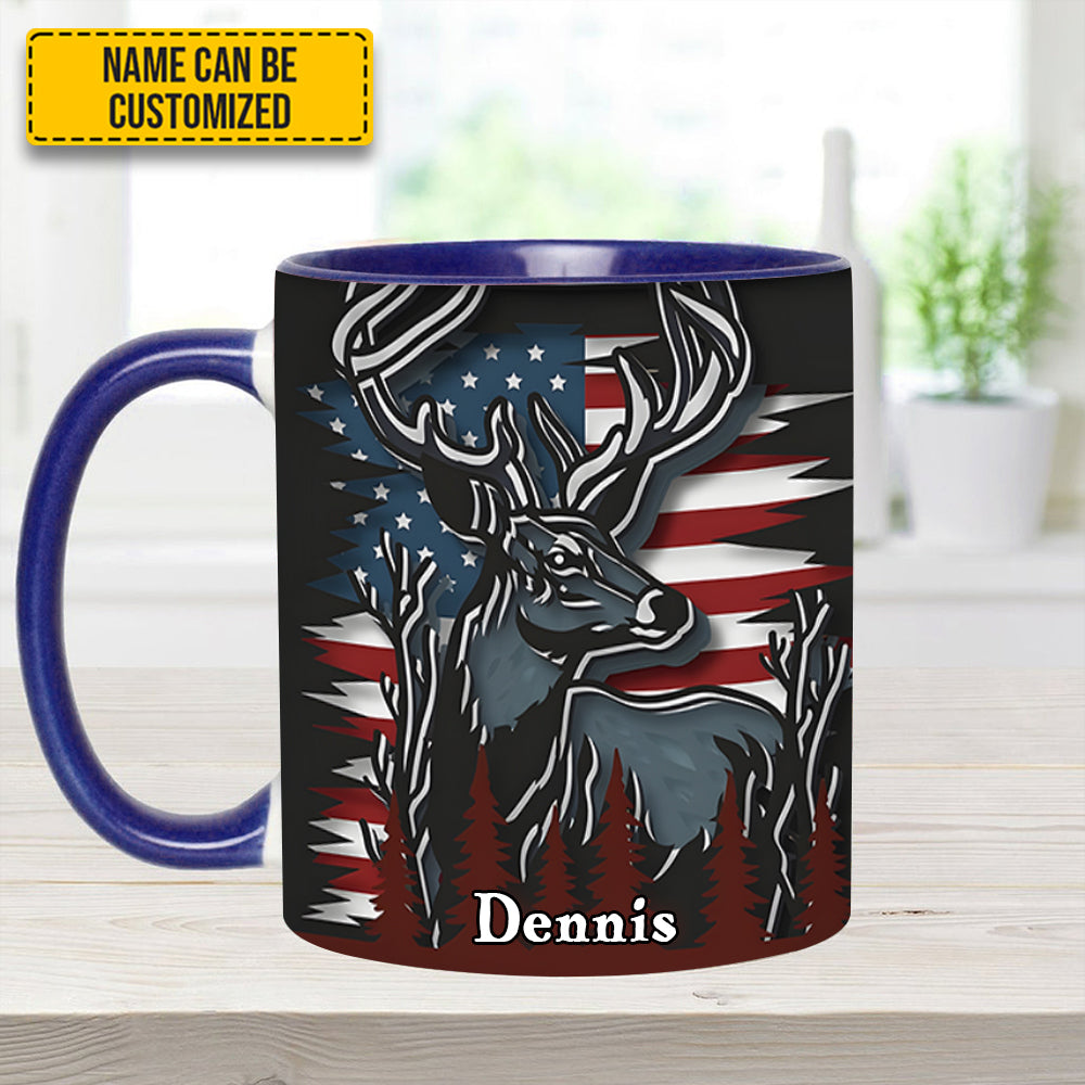 Deer USA Flag - Personalized Hunting Accent Mug