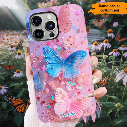 Personalized Butterfly Glitter Phone Case