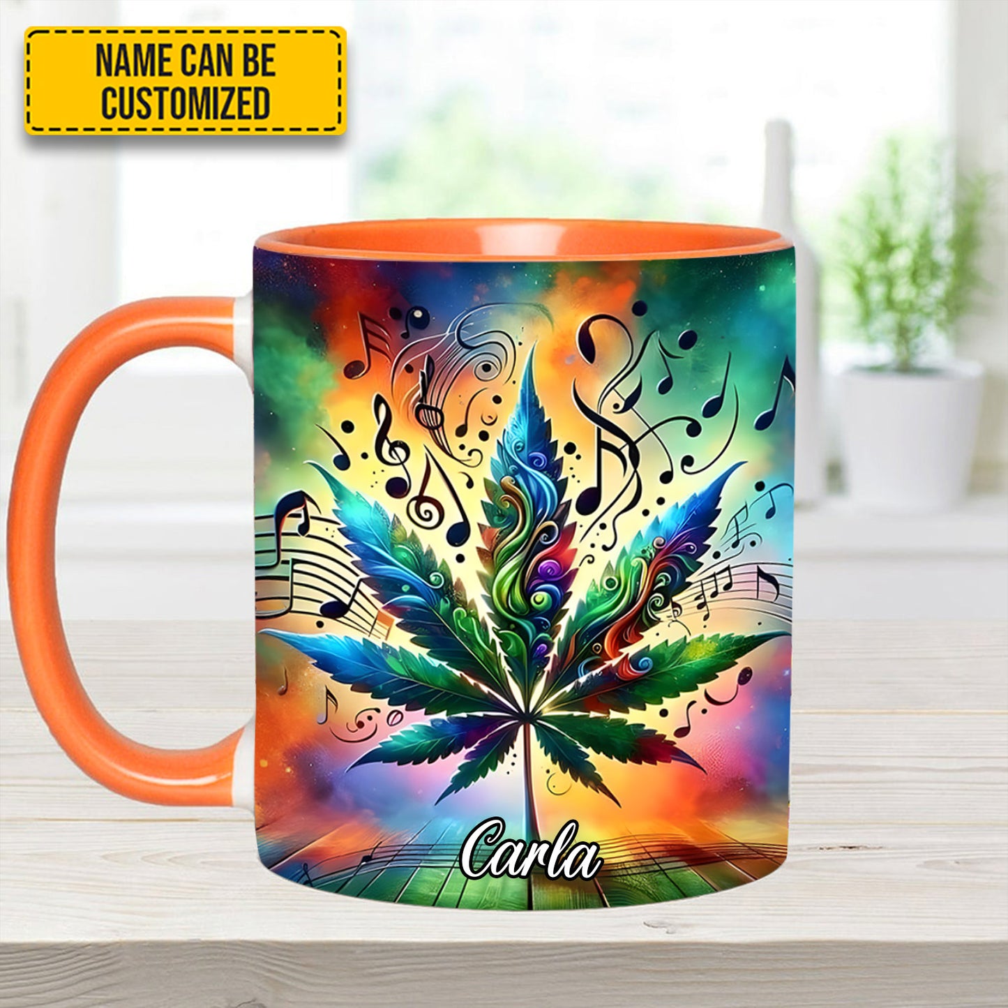 Personalized Music & Weed Vibes Accent Mug