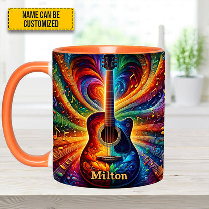 Personalized Colorful Guitar Music - Accent Mug