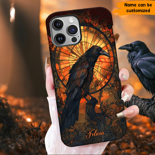 Raven Halloween Stained Glass - Personalized Phone Case