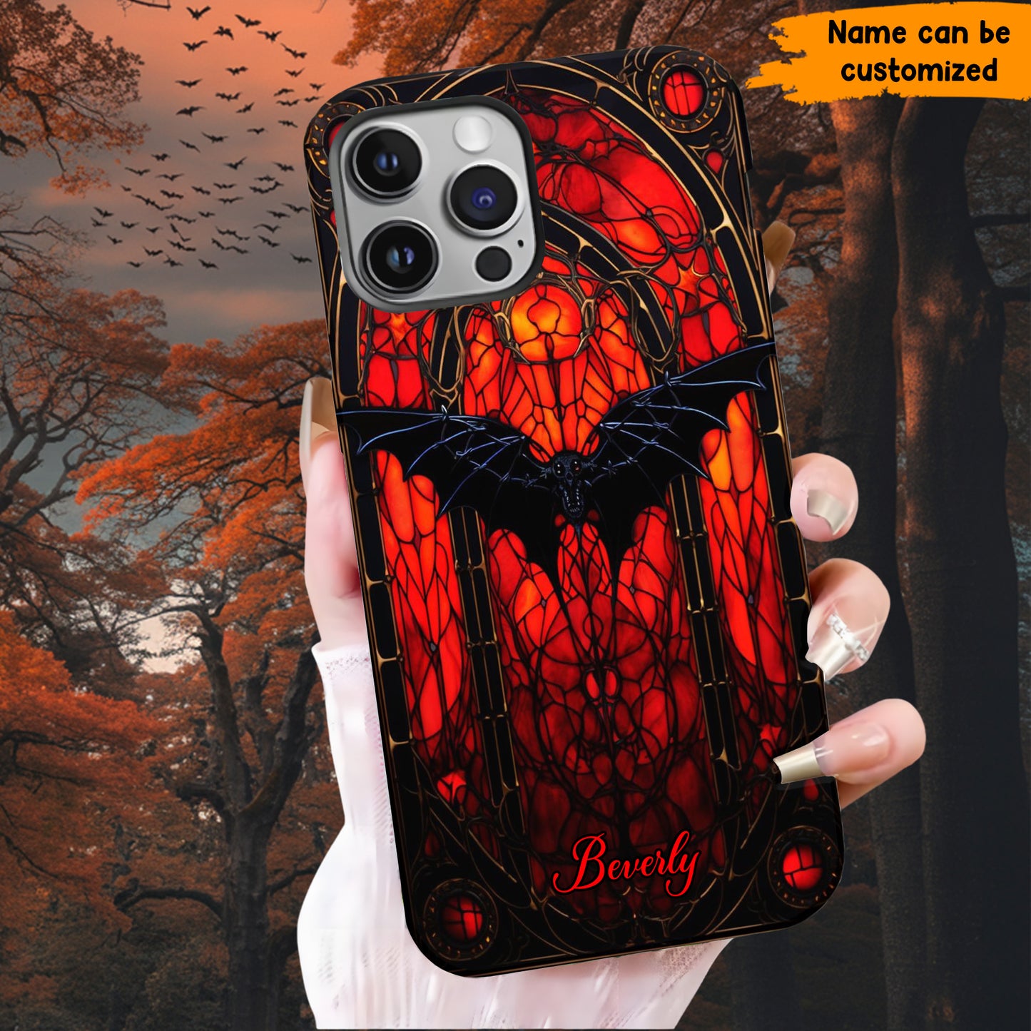 Bat Halloween Stained Glass - Personalized Phone Case