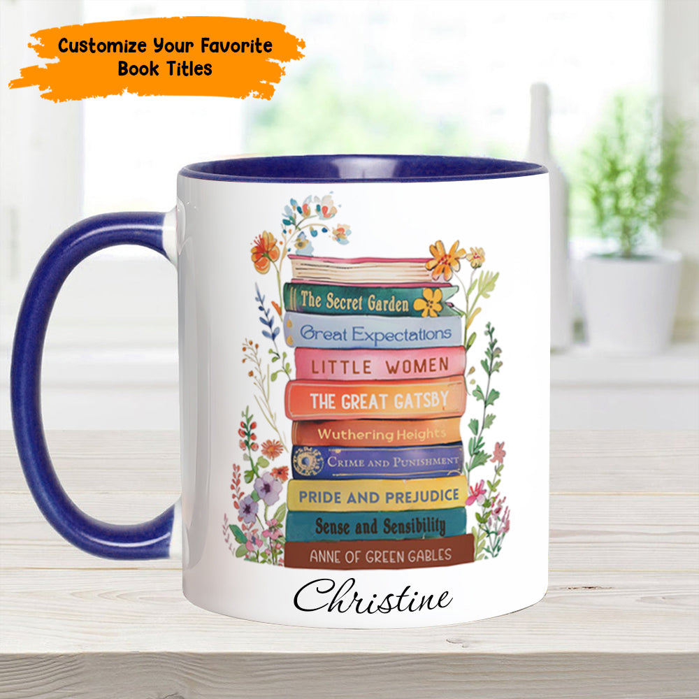Book Lover’s Stack – Personalized Book Accent Mug