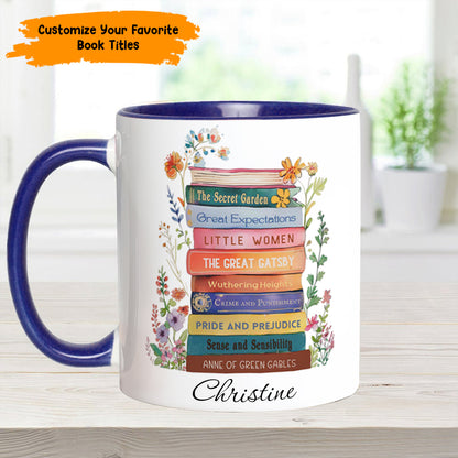 Book Lover’s Stack – Personalized Book Accent Mug
