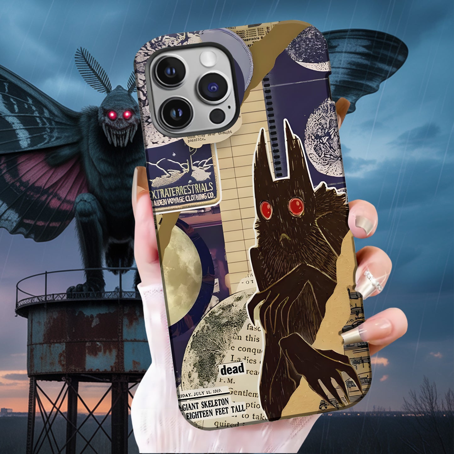 Cryptid Files Phone Case – Mothman Evidence Collage