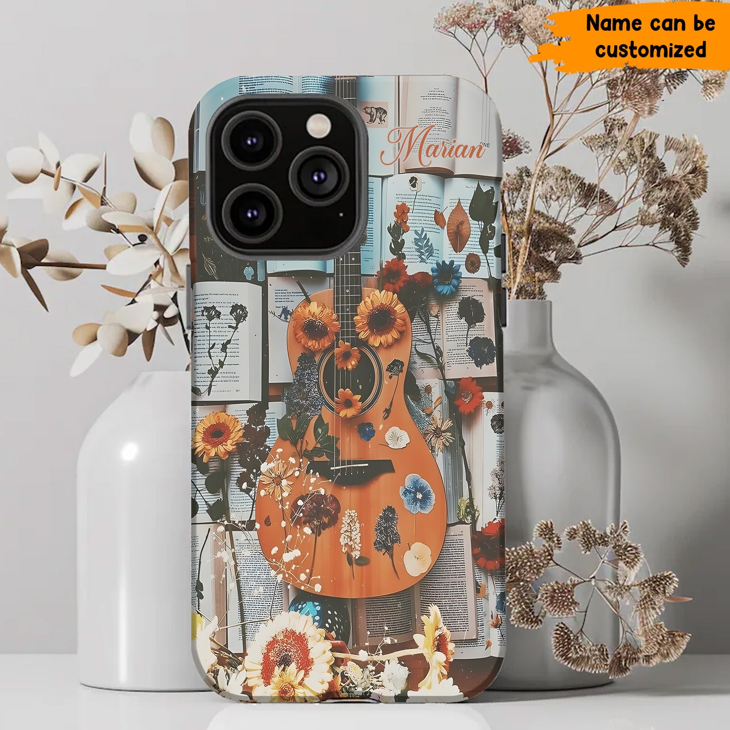 Guitar Floral - Personalized Guitar Phone Case