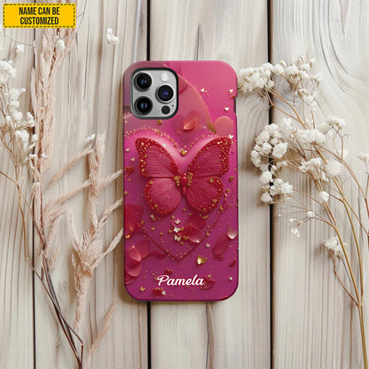 Personalized Pink Butterfly Phone Case