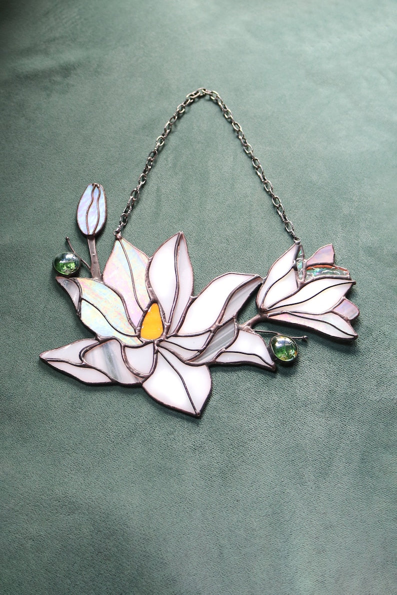 Magnolia White Flower Window Hanging Acrylic