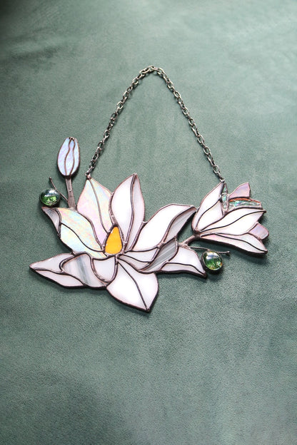 Magnolia White Flower Window Hanging Acrylic