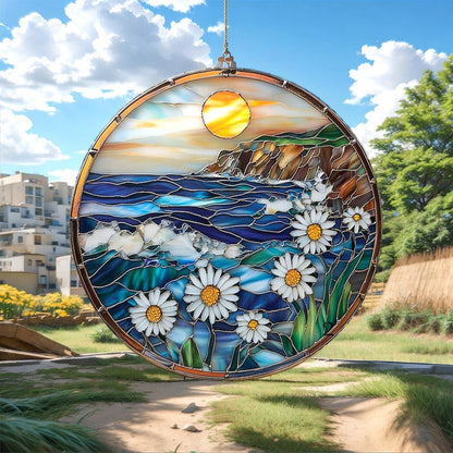 Daisy Flowers Ocean Acrylic Window Hanging