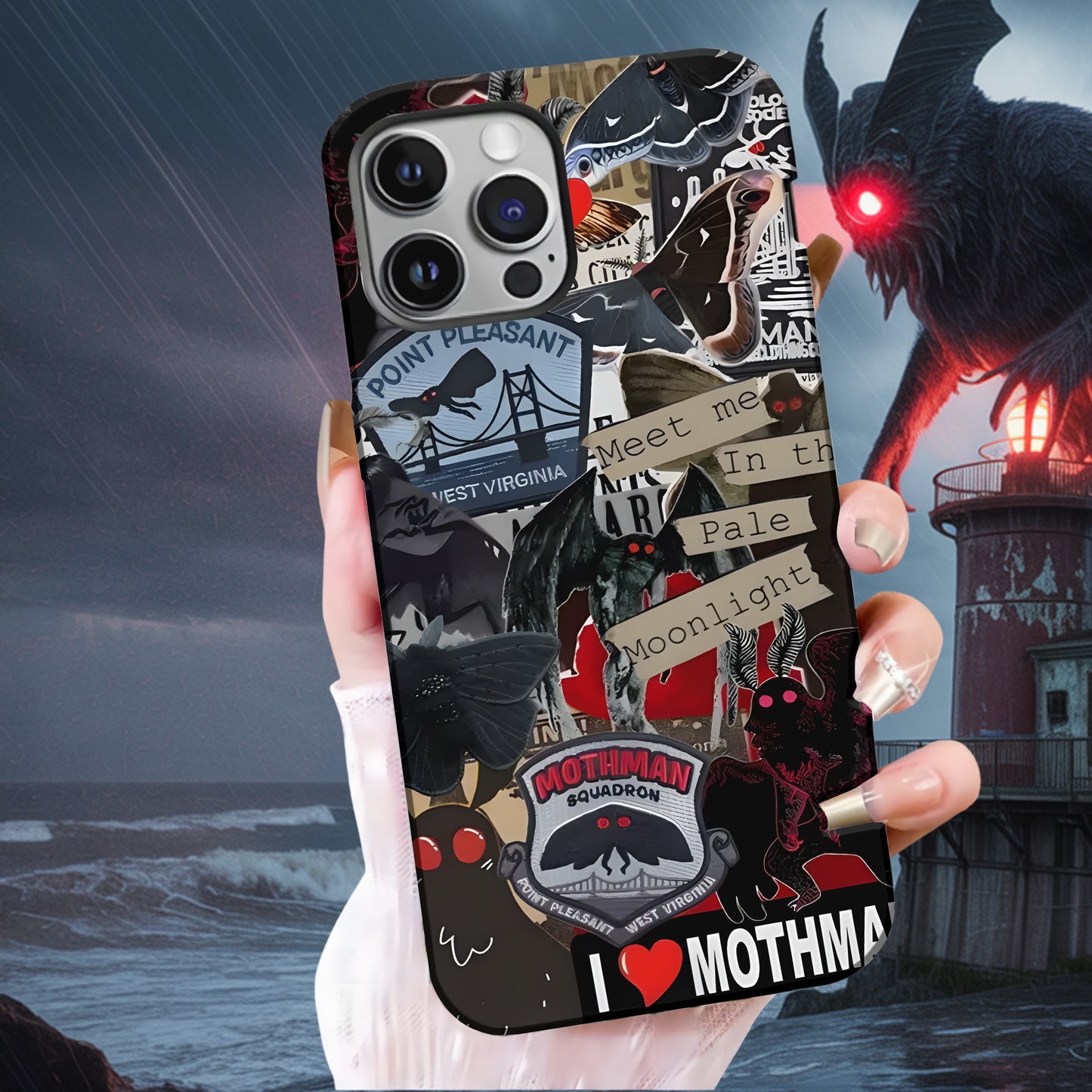 Meet Me in the Pale Moonlight - Mothman Phone Case