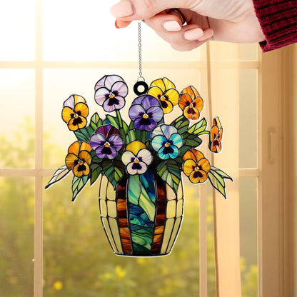 Pansy Flowers Acrylic Window Hanging