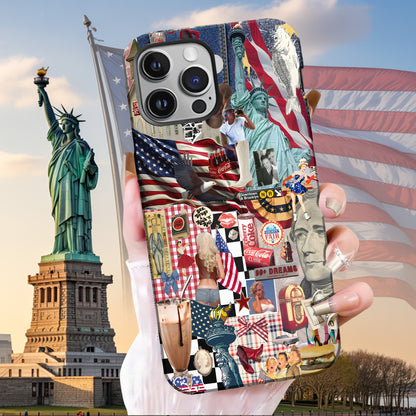 American Dream Collage – Retro Patriotic Phone Case