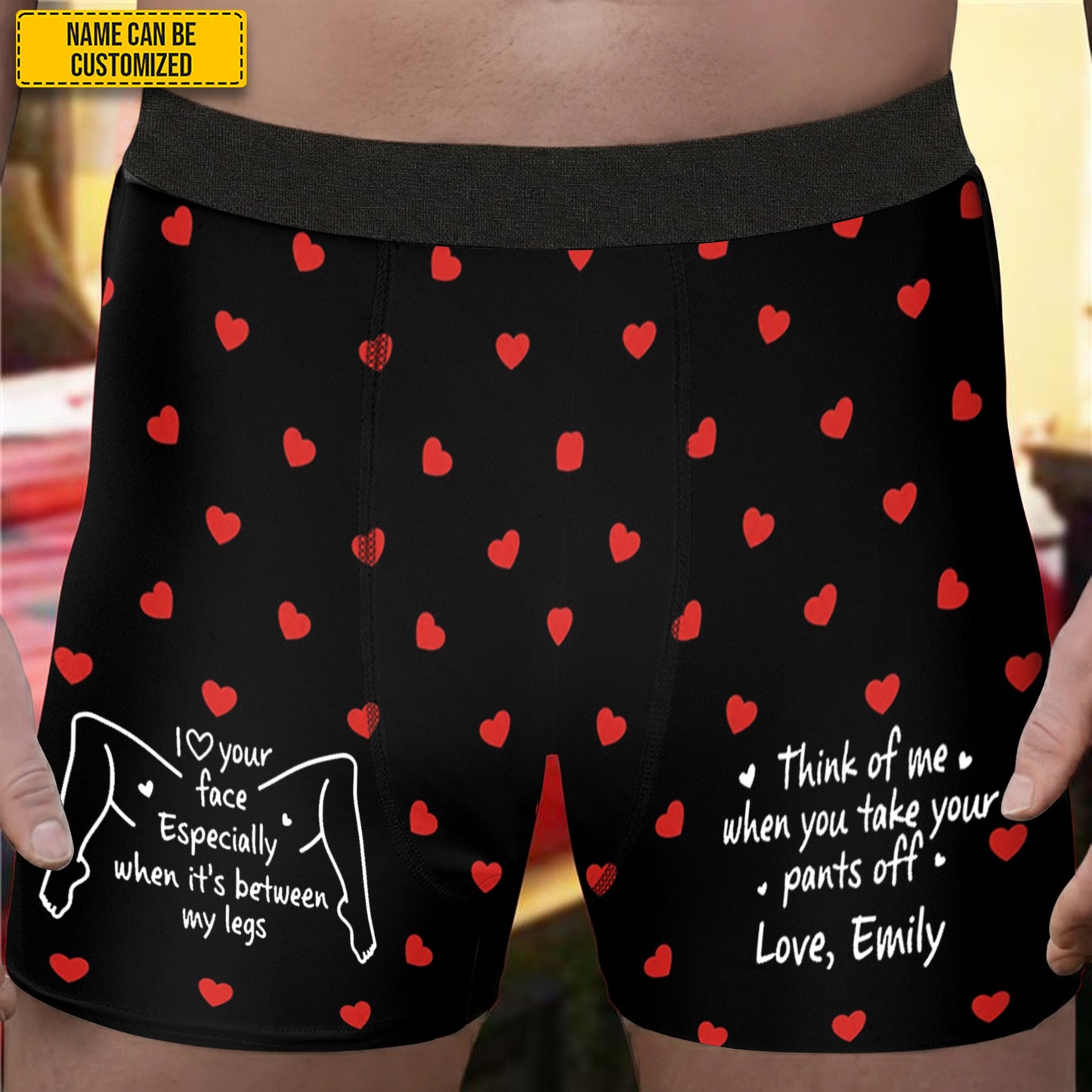 Think of Me When You Take Your Pants Off – Personalized Couple Men’s Boxer Briefs