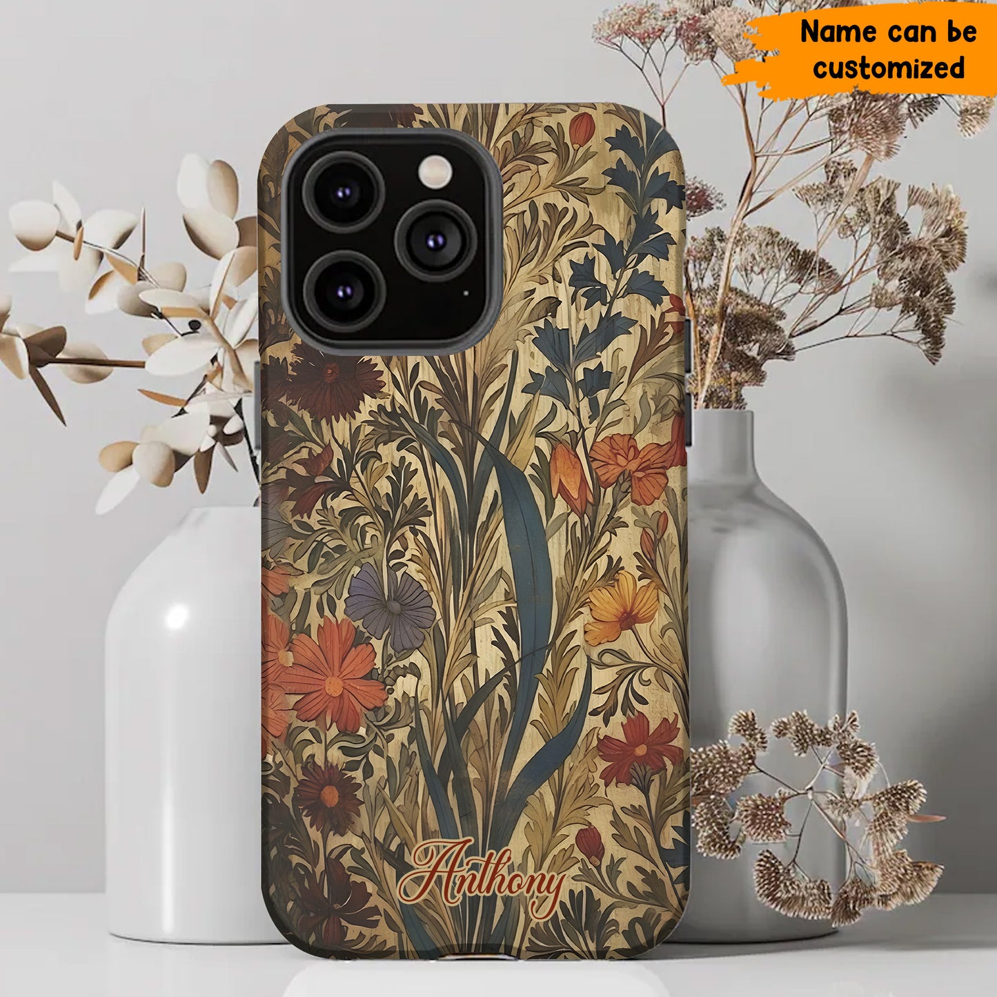 Dark Aesthetic Flower - Personalized Wildflower Phone Case