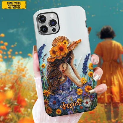 Personalized Hippie Flower Girl Phone Case