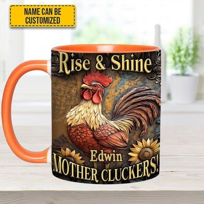 Rise & Shine - Personalized Chicken Accent Mug