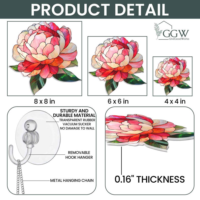 Peony Suncatcher ACRYLIC Hanging Sign