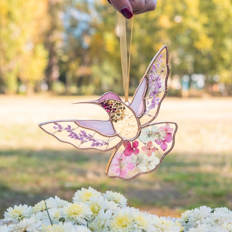 Hummingbird Stained Glass Suncatcher