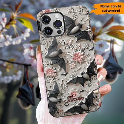Midnight Garden – Personalized Bat & Floral Phone Case