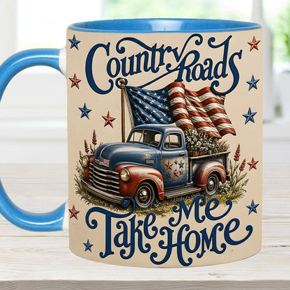 Country Roads Take Me Home – Patriotic Vintage Truck Accent Mug