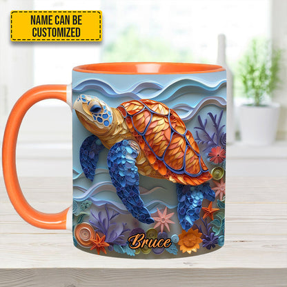 Sea Turtle - Personalized Turtle Accent Mug