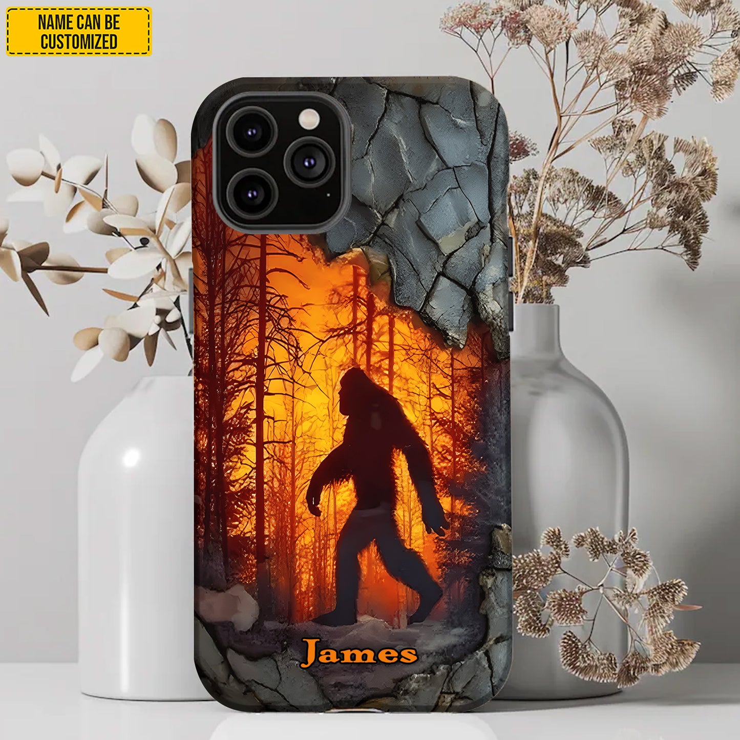 Bigfoot Forest Fire - Personalized Bigfoot Forest Fire Phone Case