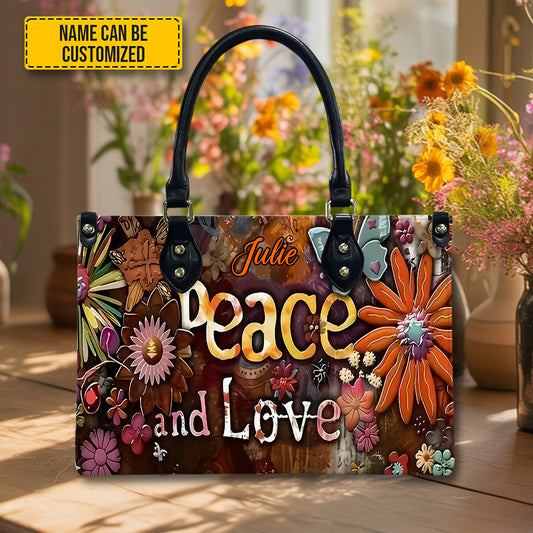Peace & Love - Personalized Leather Handbag