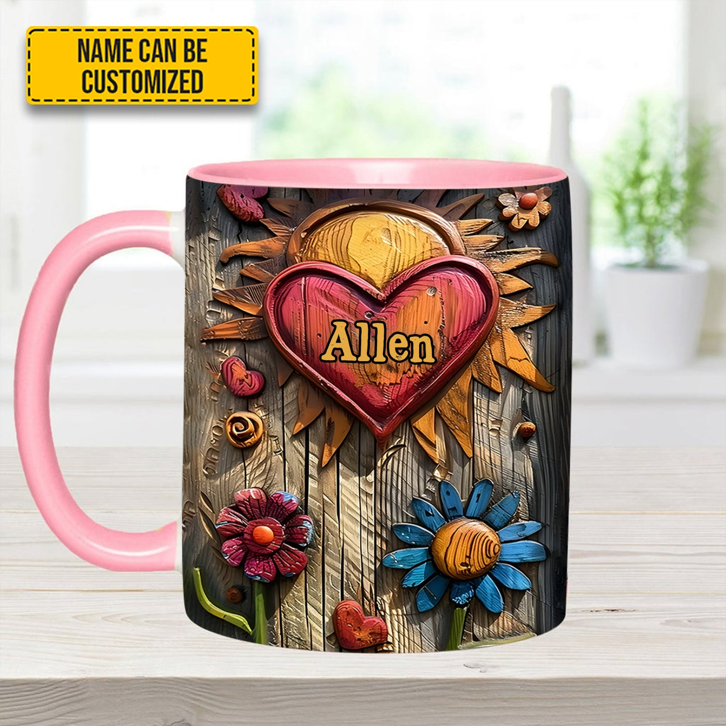 Hippie Heart Symbol - Personalized Hippie Accent Mug