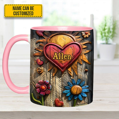 Hippie Heart Symbol - Personalized Hippie Accent Mug