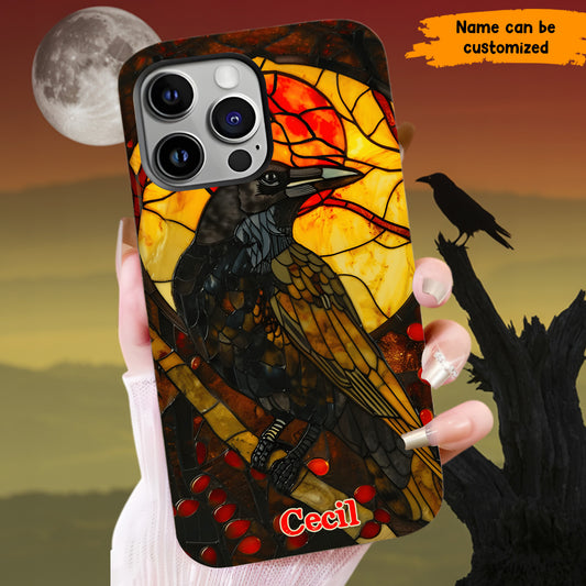 Personalized Stained Glass Raven Phone Case
