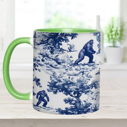 Bigfoot Sasquatch Print Forest Toile Funny Accent Mug