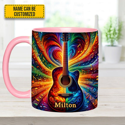 Personalized Colorful Guitar Music - Accent Mug