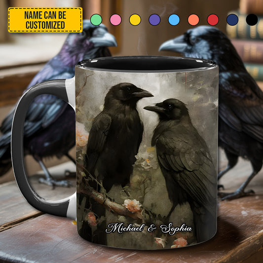 Raven Hearts - Personalized Raven Couple Accent Mug