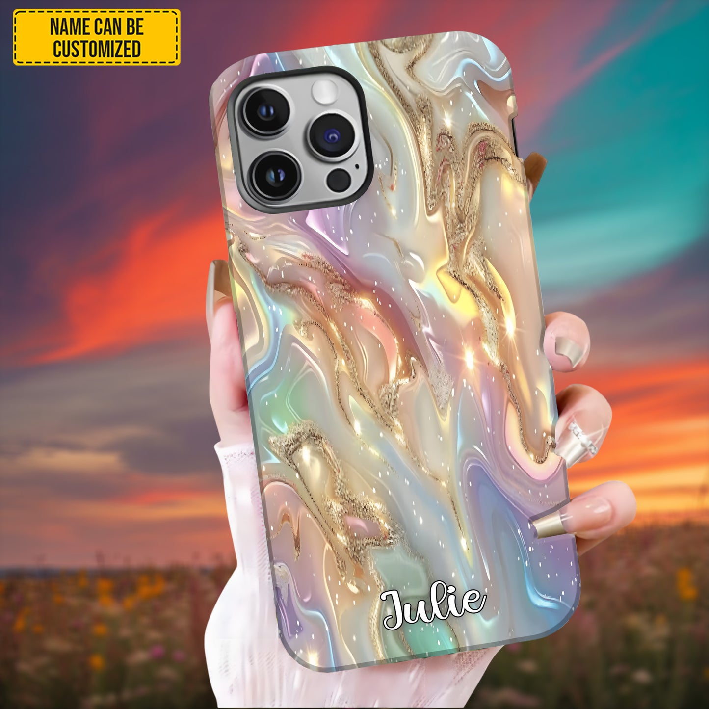 Personalized Iridescent Marble Phone Case