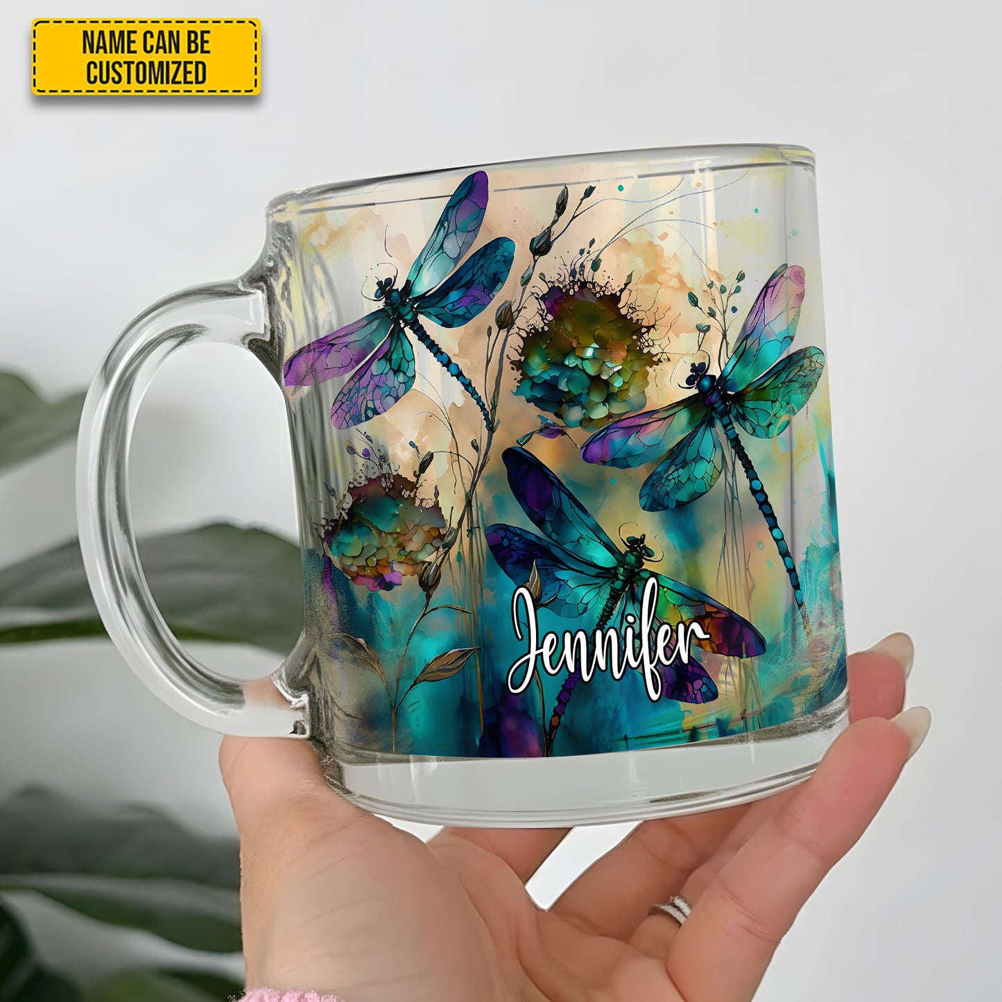 Dragonfly Colorful - Personalized Glass Mug