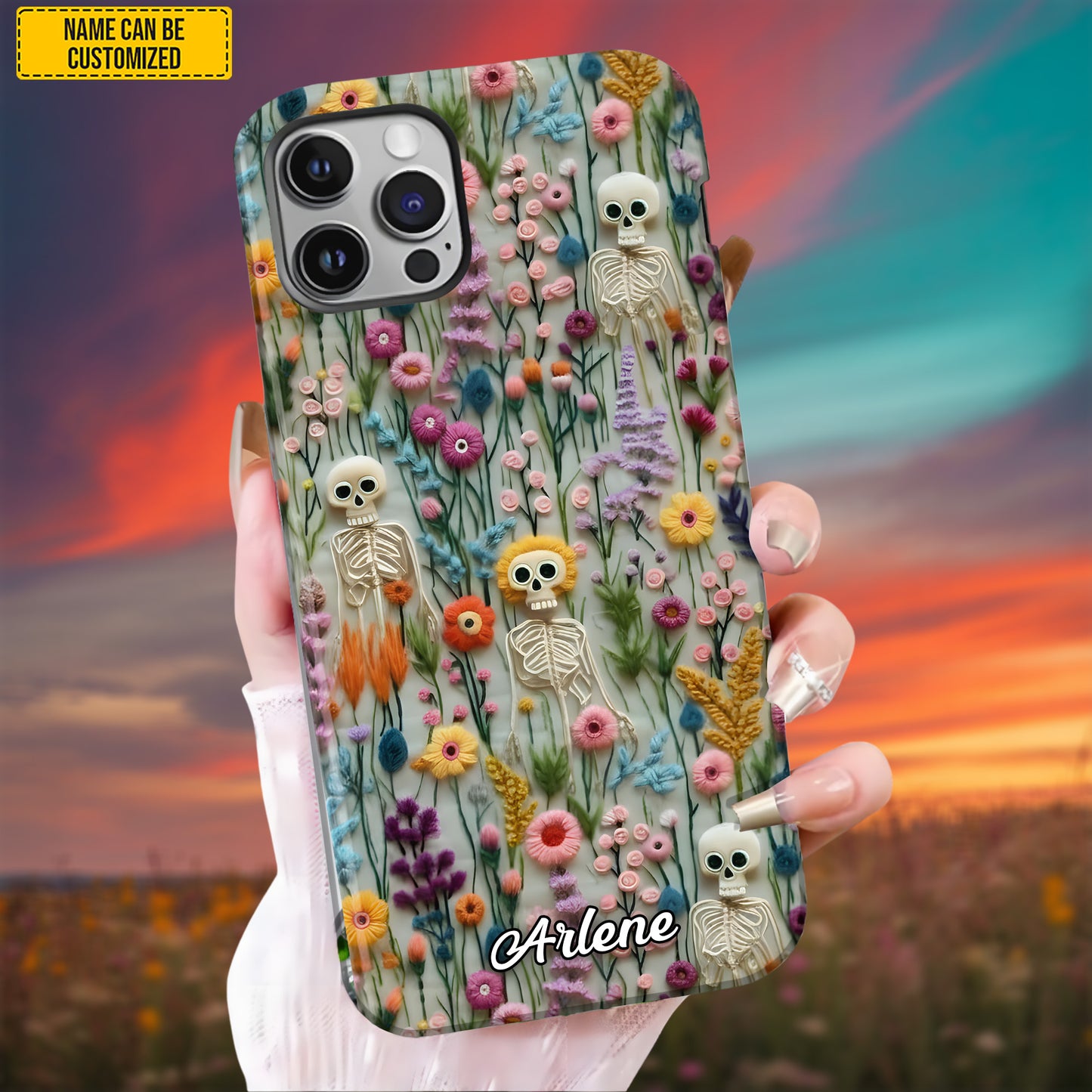 Personalized Skull Floral Phone Case