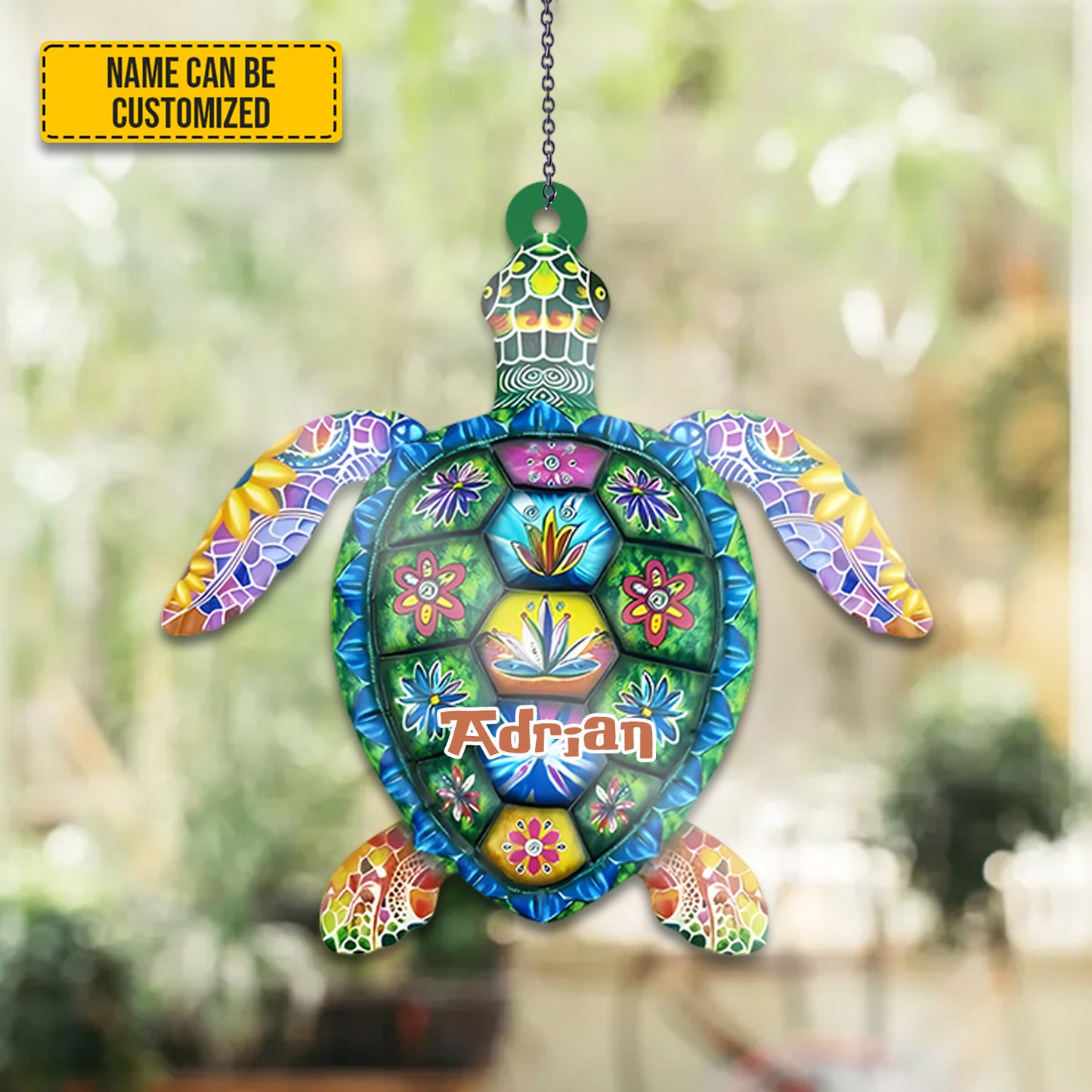 Floral Turtle - Personalized Turtle Acrylic Window