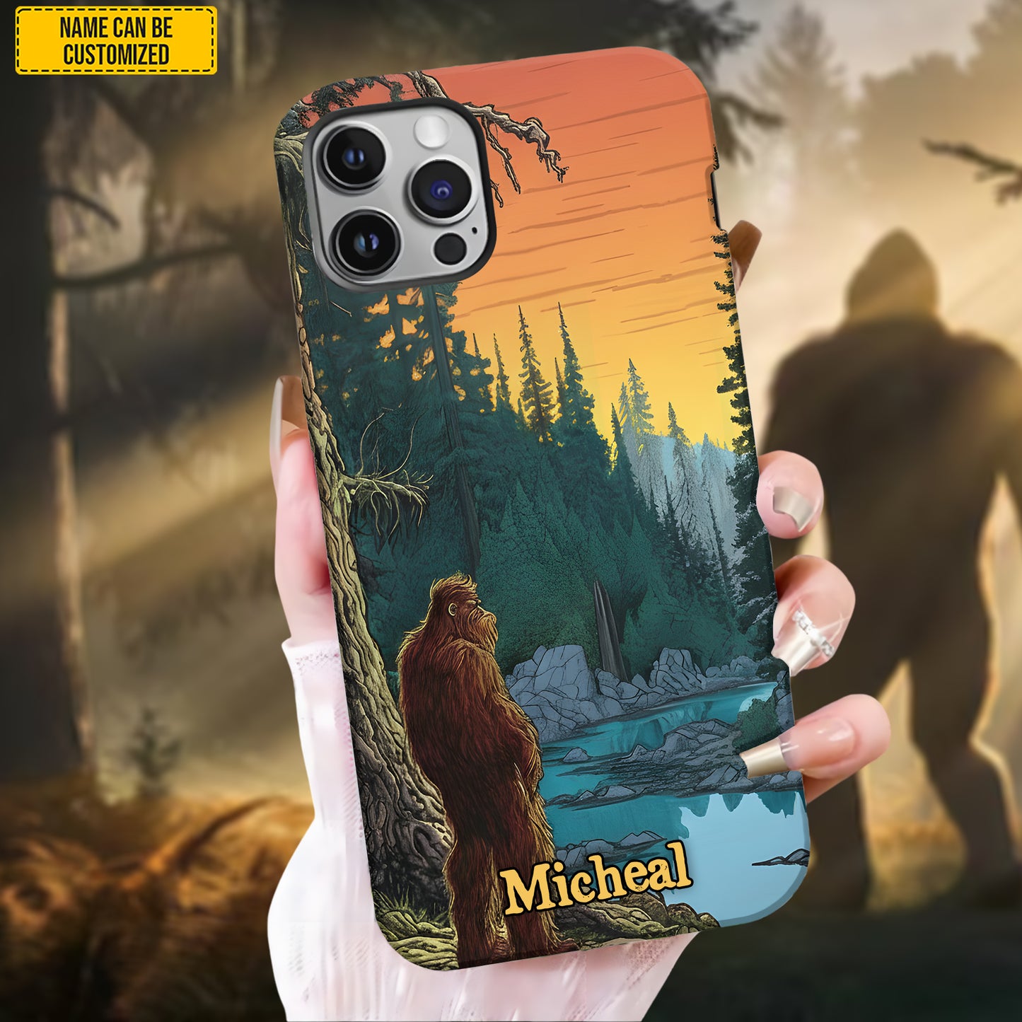 Bigfoot In Trees - Personalized Bigfoot Phone Case