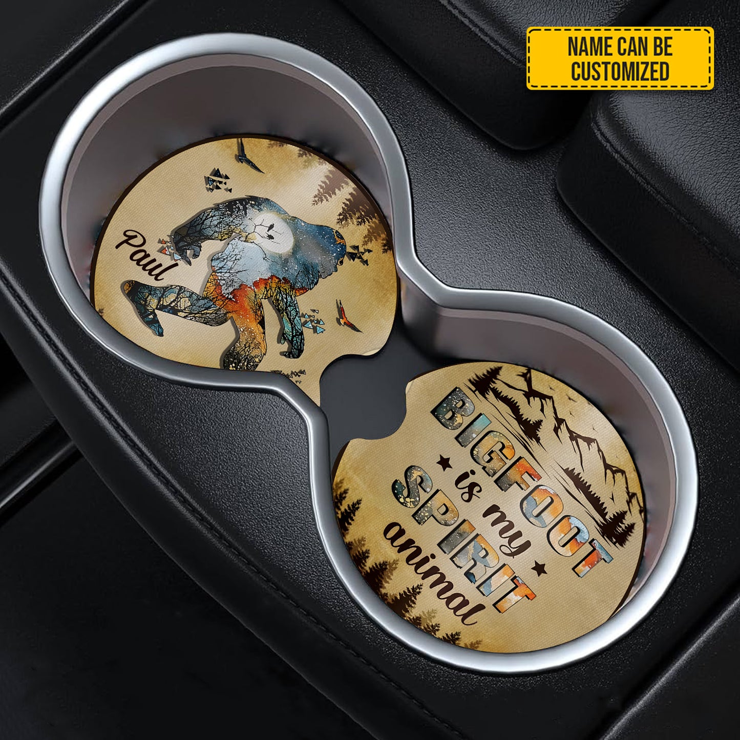 Personalized Bigfoot Spirit Animal Car Coaster